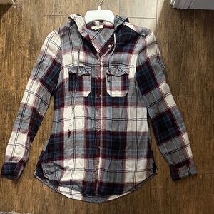 Maurice’s Plaid Button-Up Hooded Shirt